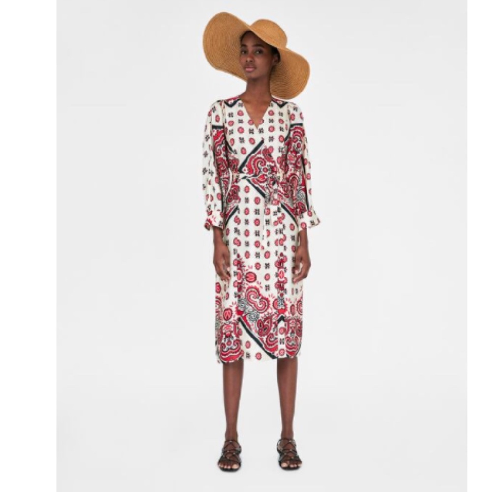 ZARA PRINTED WRAP DRESS - Picture 2 of 6